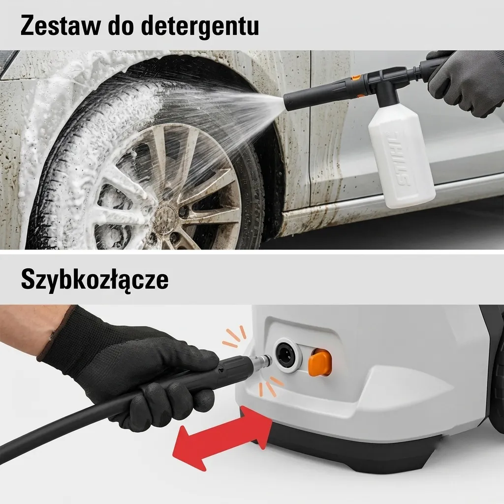 STIHL RE 80 X — zestaw do rozpylania detergentu i szybkozłącze